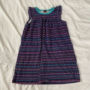 Tea Collection Sz 6 Dress Purple Blue stripes tank sleeveless cotton shapes